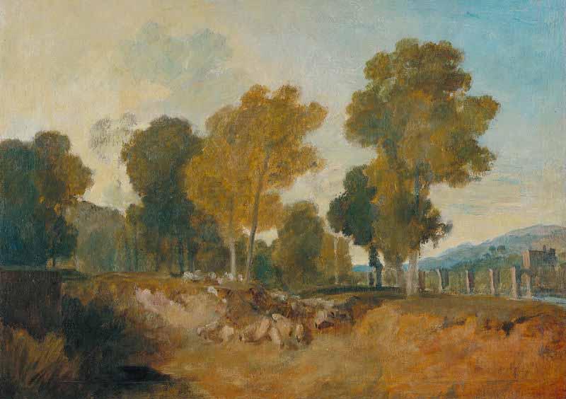 Joseph Mallord William Turner Trees beside the River, with Bridge in the Middle Distance oil painting image